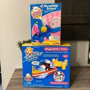 Zhu Zhu Pets BLUEBIRD BUGGY AND SPEED BOAT AND DOCK NIB